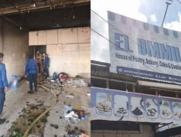 Area dapur toko roti El Ummu Kendari terbakar. Foto: Istimewa