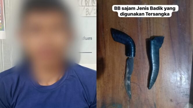 
 Pria asal Kabupaten Konawe inisial GR (34) ditangkap setelah menyerang dua anggota polisi pakai dengan senjata tajam jenis badik. Foto: Istimewa