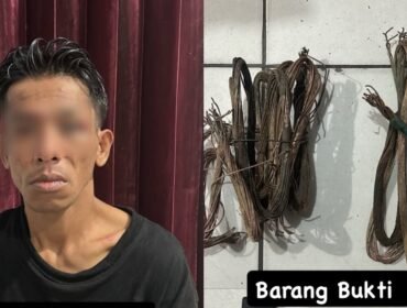 Pria inisial DE (33) ditangkap polisi diduga mencuri kabel PT Telkomsel di Kendari. Foto: Istimewa