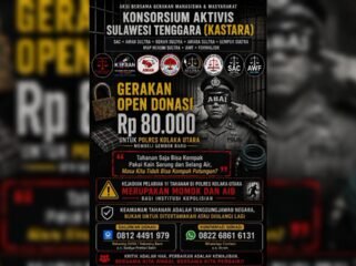 Konsorsium Aktivitas Sulawesi Tenggara (KASTARA) gelar aksi satir dengan open donasi, sindir Polres Kolaka Utara. Foto: Istimewa