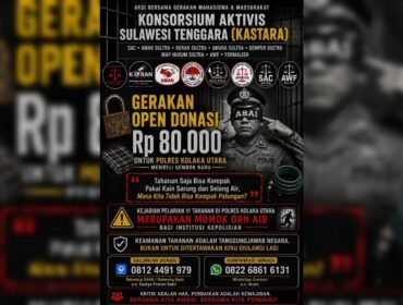 Konsorsium Aktivitas Sulawesi Tenggara (KASTARA) gelar aksi satir dengan open donasi, sindir Polres Kolaka Utara. Foto: Istimewa