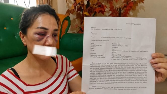  
Zherina Kei (korban) Warga Kecamatan Wuawua, Kota Kendari, melaporkan dugaan penganiayaan terhadap dirinya. Foto: Istimewa  