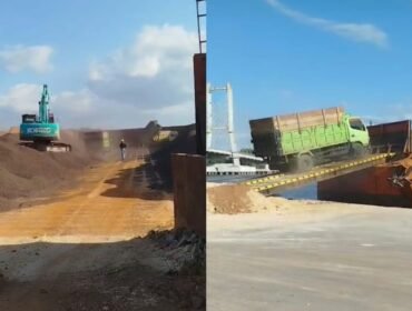 Aktivitas bongkar muat cangkang sawit di Pelabuhan Nusantara Kendari diprotes warga sekitar. Foto: Istimewa