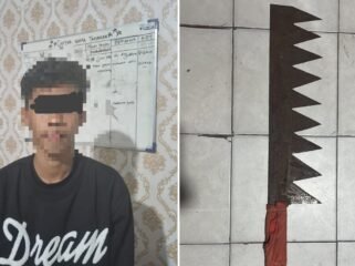 Seorang pelajar berinisial H (16) diamankan polisi karena kedapatan membawa senjata tajam saat terjadi tawuran antar pelajar di Jalan Jenderal Ahmad Yani, Kelurahan Kadia, Kecamatan Kadia, Kota Kendari. Foto: Istimewa