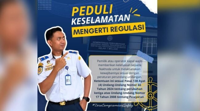 KIPP Kelas I Molawe mengingatkan pentingnya kepatuhan terhadap regulasi guna menjamin keselamatan pelayaran. Foto: Istimewa