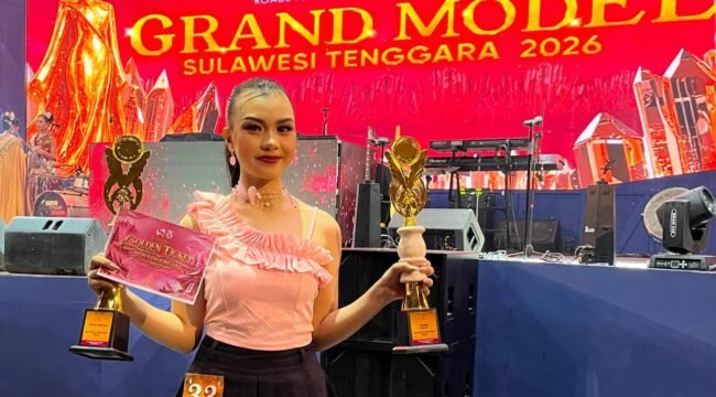 Maliqa Aurora Janiqa meraih gelar Winner Nona Indonesia Sultra 2026 pada ajang Grand Model Indonesia Sulawesi Tenggara. Foto: Istimewa