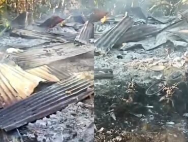 Tampak puing-puing bangunan rumah sisa kebakaran yang menewaskan seorang ibu dan empat anaknya di Bombana. Foto: Istimewa
