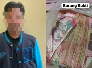 BA (45) beserta barang bukti kasus dugaan pemerasan. Foto: Istimewa