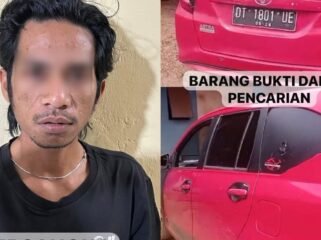 Pria asal Kabupaten Konawe Utara berinisial AK (30) ditangkap polisi setelah diduga gelapkan satu unit mobil Toyota Calya. Foto: Istimewa