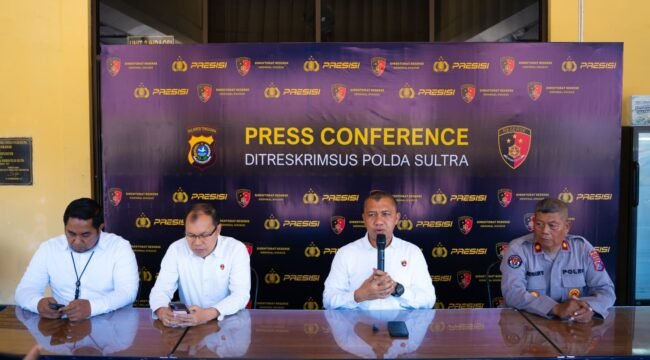 Kasubdit IV Tipidter Ditreskrimsus Polda Sultra, AKBP Herie Pramono (kedua dari kakan). Foto: Istimewa