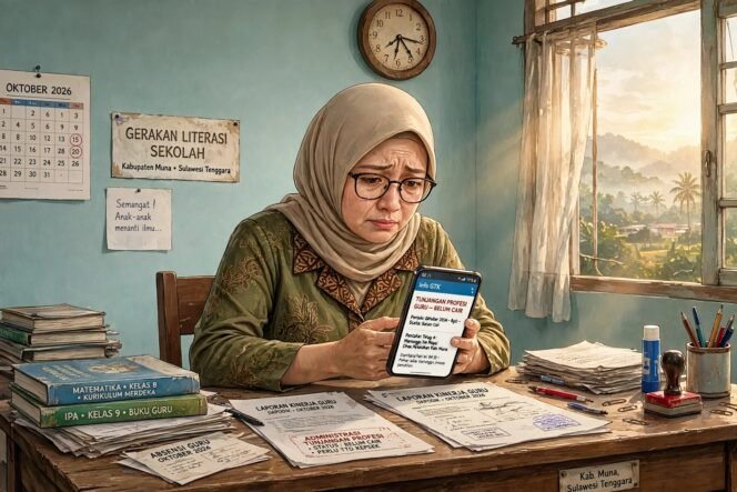 
 Ilustrasi guru yang menanti TPG cair
