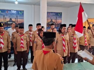 Prosesi pelantikan pengurus yang berlangsung khidmat di Aula Kantor Bawaslu Kabupaten Muna. Foto: Istimewa