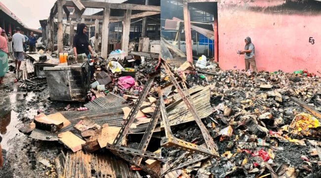 Kebakaran hebat hanguskan sejumlah lapak di Pasar Sentral Bombana Sulawesi Tenggara. Foto: Istimewa