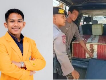 Ketua BEM FH UHO, Saleh Salahudin (kiri) dan sebuah mobil dengan tangki rakitan disita polisi di SPBU PT Silfianda Energy di Jalan Abdul Kudus. Foto: Istimewa