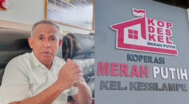 
 Ketua Komisi III DPRD Kota Kendari, La Ode Azhar (kiri) dan Gerai Koperasi Merah Putih di Kelurahan Kasilampe. Foto: Penafaktual.com